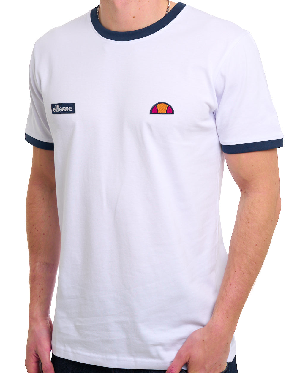 Ellesse Retro T Shirt White / Navy