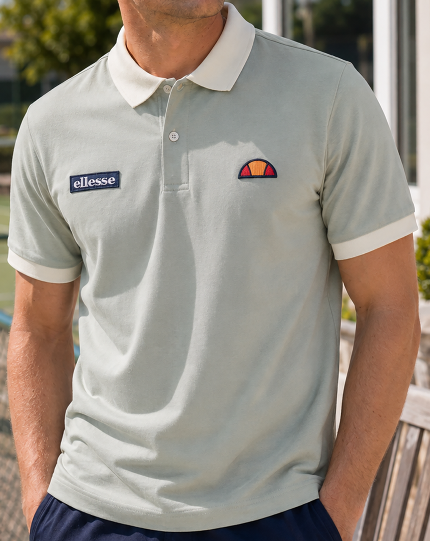 Ellesse Lessepsia Poloshirt Salbei/Cremeweiß