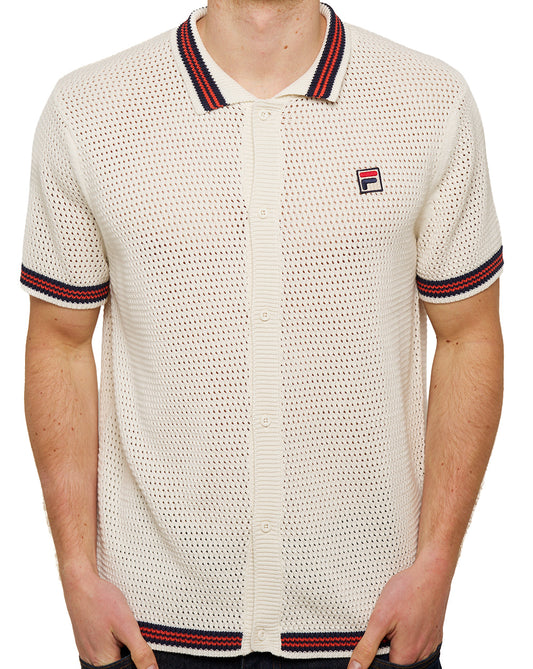 Fila Vintage Fila Vintage Full Button Crochet Shirt Gardenia