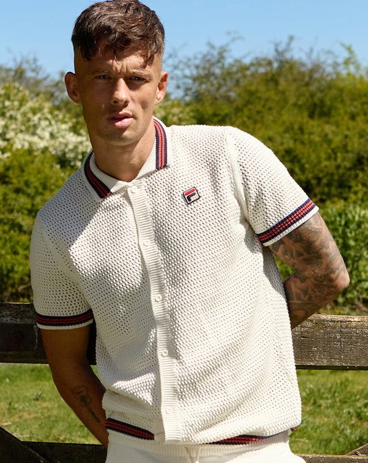 Fila Vintage Fila Vintage Full Button Crochet Shirt Gardenia