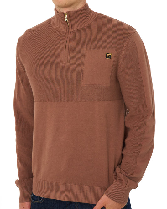 Fila Gold Fila Gold Aldo 1/4 Zip Sweat Raw Umber