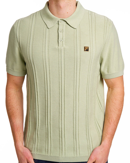 Fila Gold Barns Cable Knit Polo Hellgrün