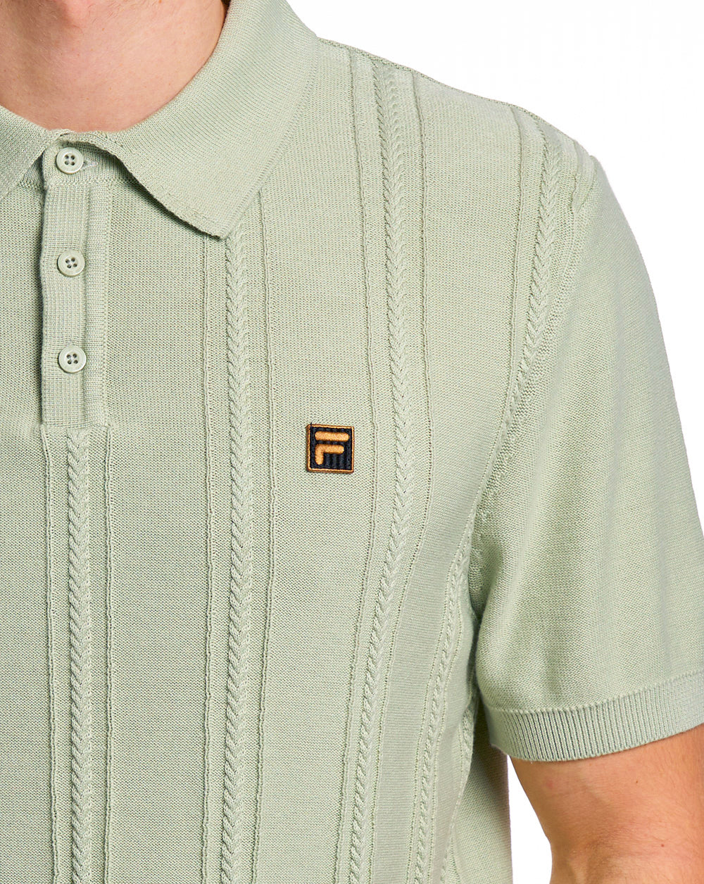 Fila Gold Barns Cable Knit Polo Hellgrün