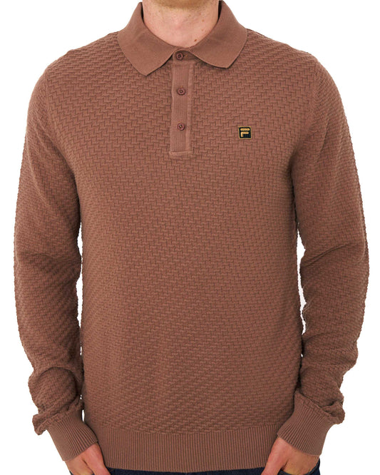 Fila Gold Fila Gold Elia Brick Knit LS Polo Raw Umber