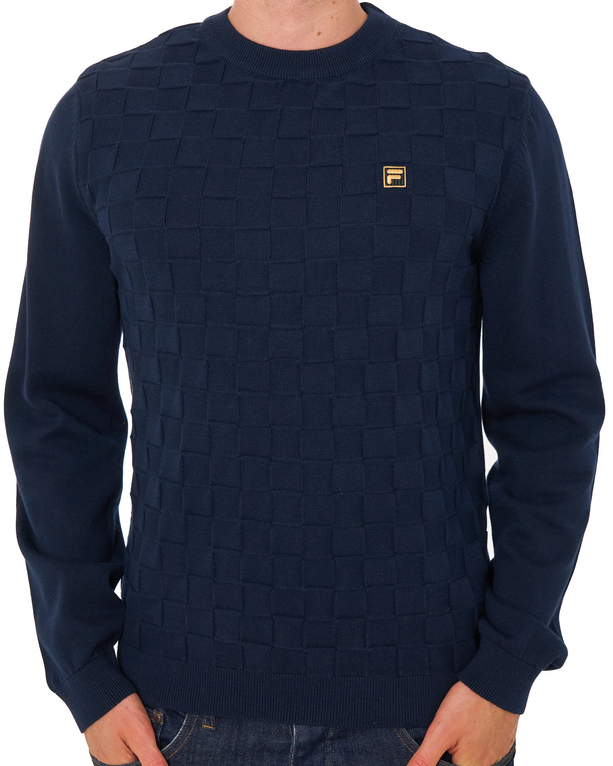 Fila Gold Cam Square Knit Jumper Dark Blue
