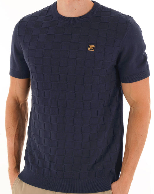 Fila Gold Fila Gold Campbell Square Strick-T-Shirt Dunkelblau