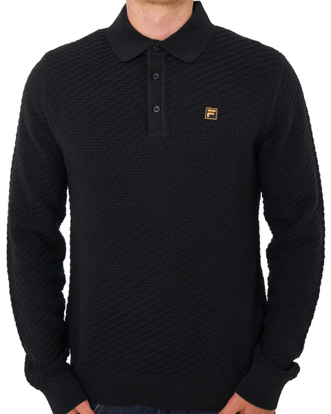 Fila Gold Elia Brick Knit LS Polo Black