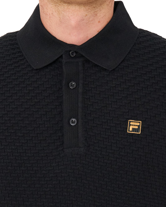 Fila Gold Fila Gold Elia Brick Knit LS Polo Black