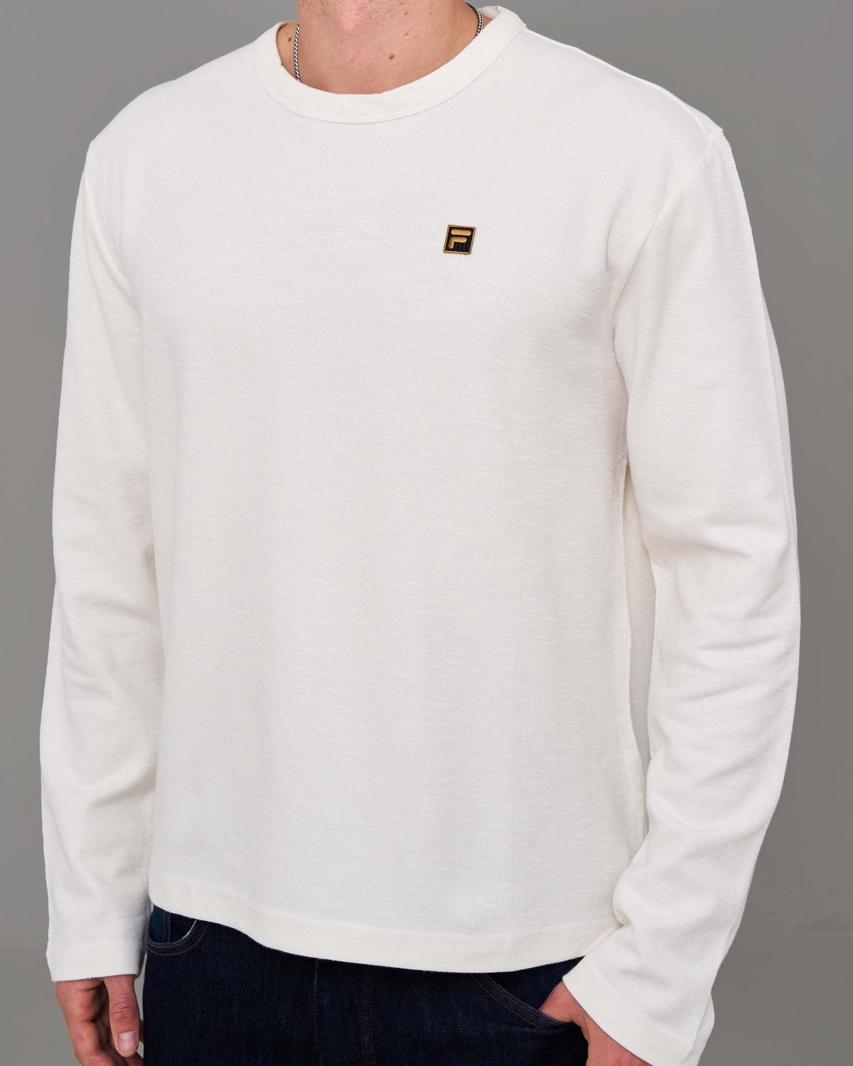 Fila Gold Elio LS Slub T-Shirt White Down
