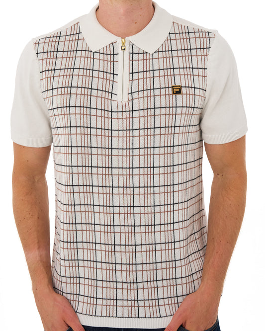 Fila Gold Fila Gold Enzo Check Knit Polo White Down