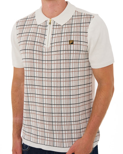 Fila Gold Enzo Check Knit Polo White Down