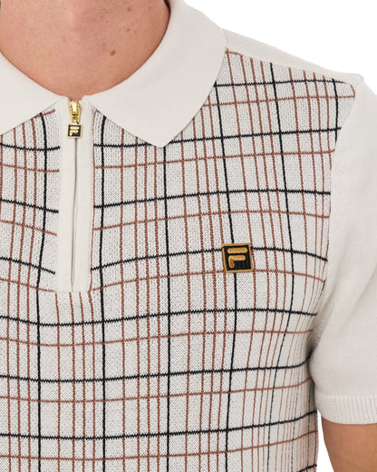 Fila Gold Enzo Check Knit Polo White Down