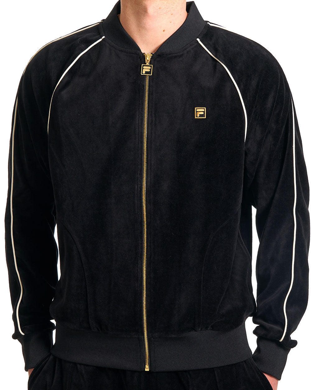 Fila Gold Fella Velour Track Jacket Black