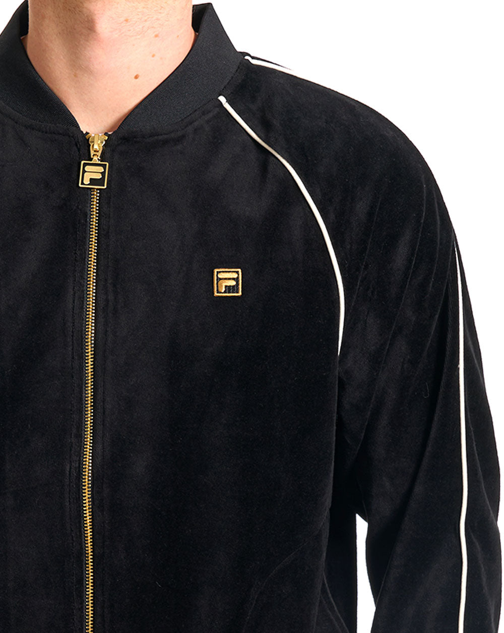 Fila Gold Fella Velours-Trainingsjacke Schwarz