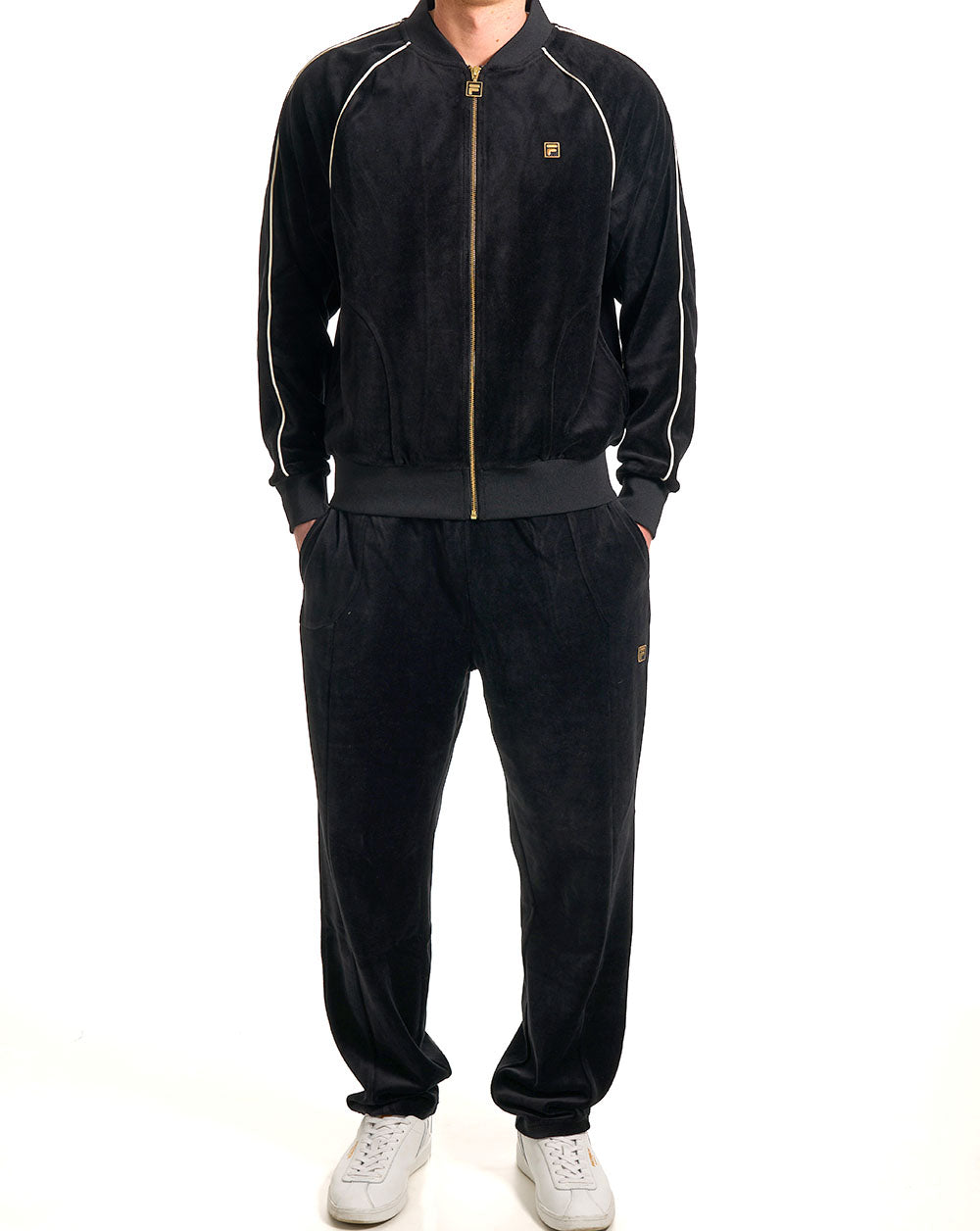 Fila Gold Fella Velours-Trainingsjacke Schwarz
