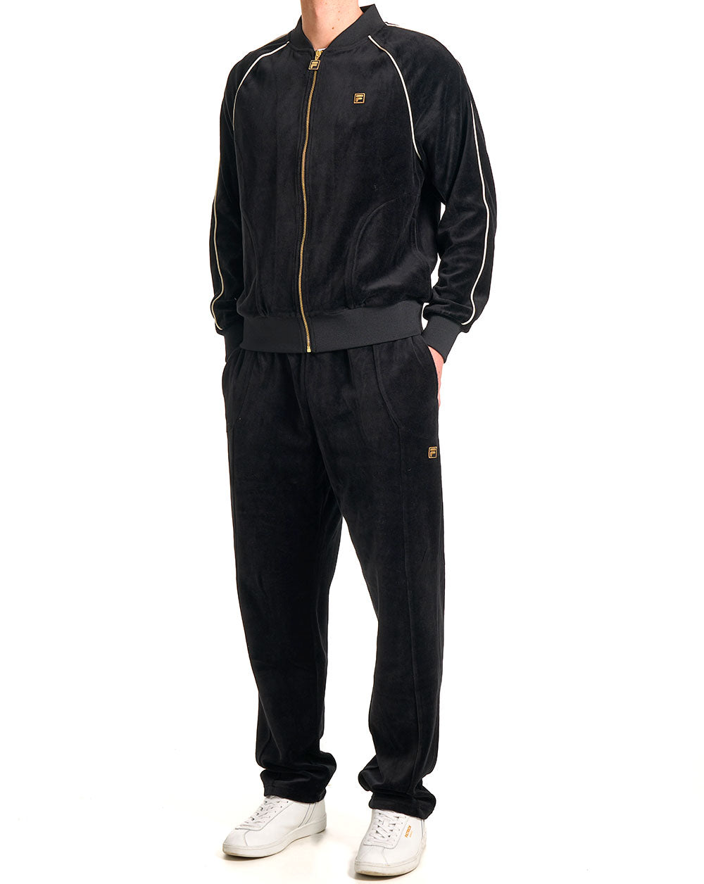 Fila Gold Fella Velours-Trainingsjacke Schwarz