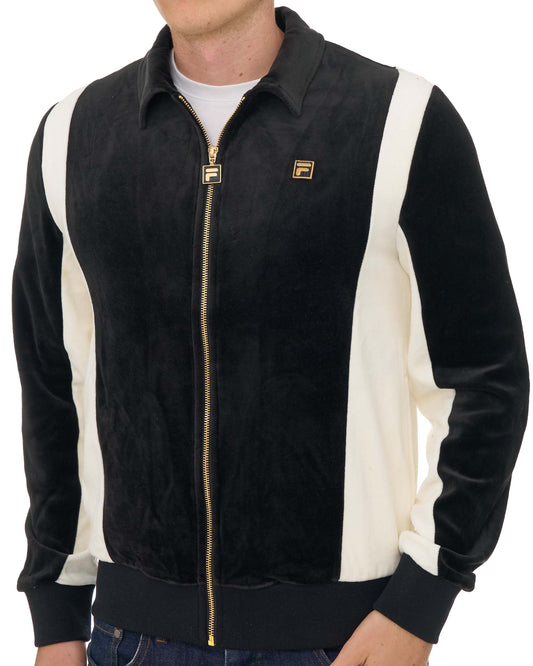 Fila Gold Fila Gold Lazaro Velour Track Top Black/White Down