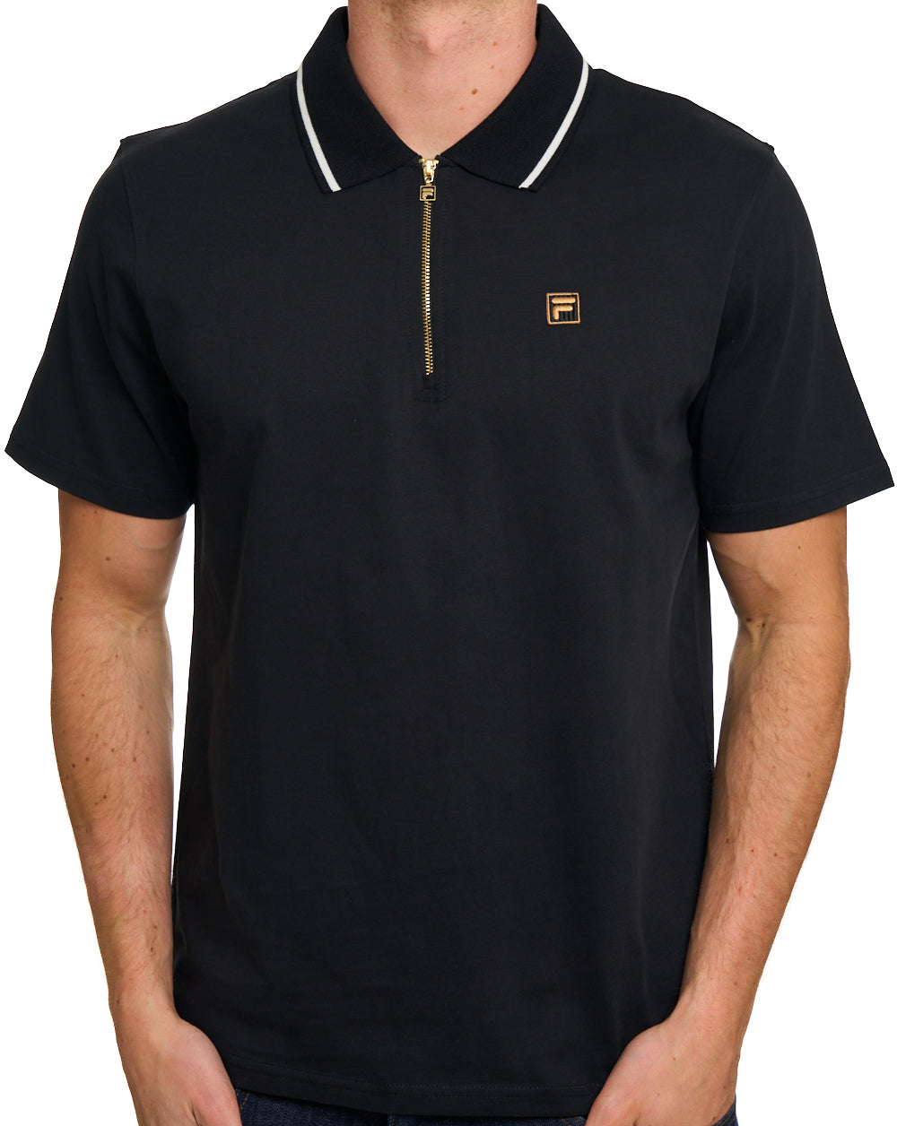 Fila Gold Lemar Zip Polo Schwarz