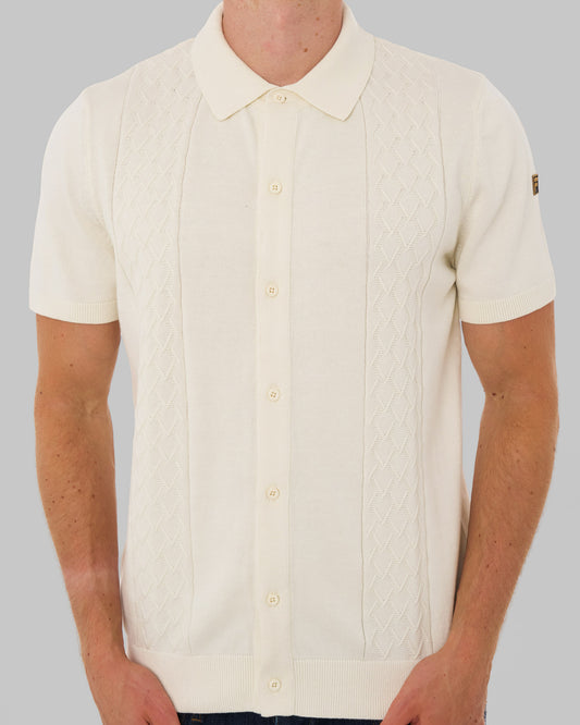 Fila Gold Fila Gold Mario Diamond Knit Polo Off White
