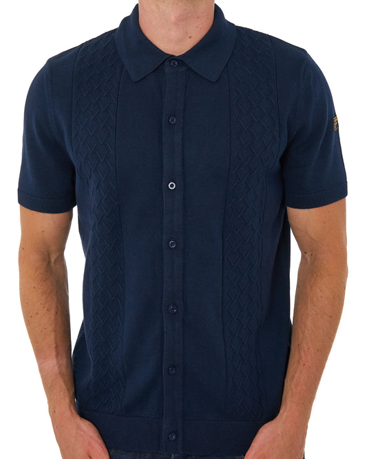 Fila Gold Fila Gold Mario Diamond Knit Polo Dark Navy