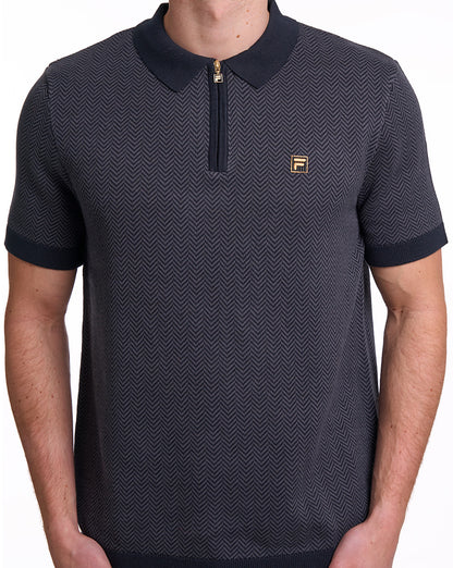 Fila Gold Marty Herringbone Polo Schwarz