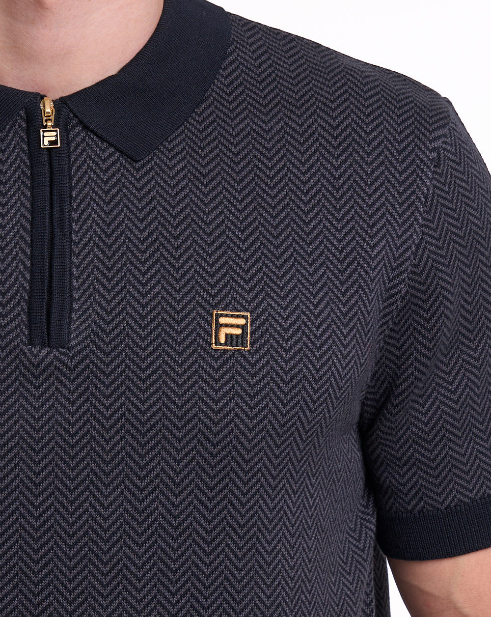 Fila Gold Marty Herringbone Polo Schwarz