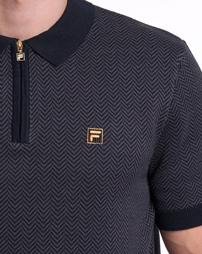 Fila Gold Marty Herringbone Polo Schwarz