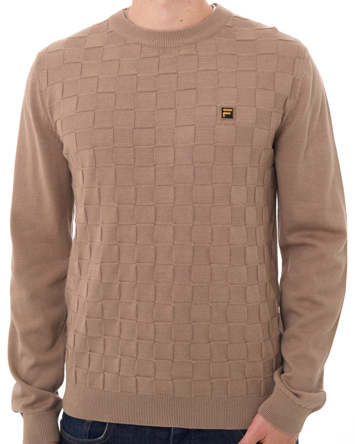Fila Gold Square Knit Jumper Mocha