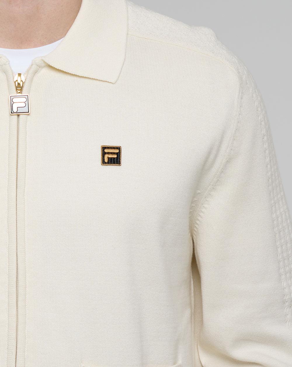 Fila Gold Teddy Knit Zip Up Off White