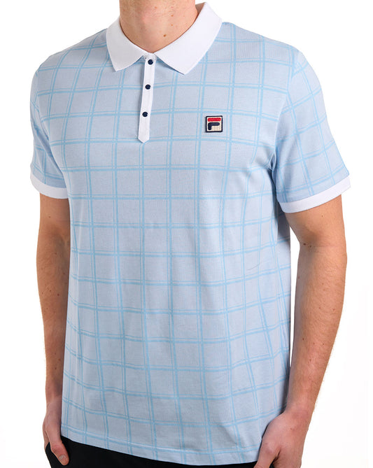 Fila Vintage Fila Vintage Ignazio Check Polo Sky Blue