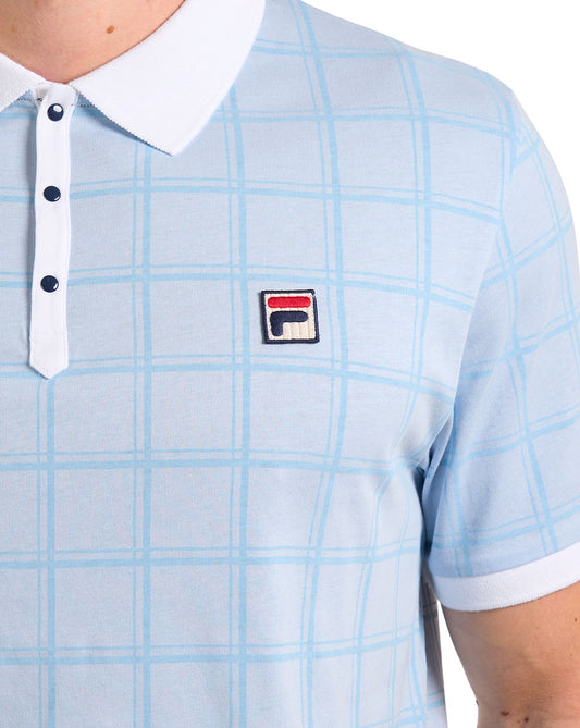 Fila Vintage Fila Vintage Ignazio Check Polo Sky Blue