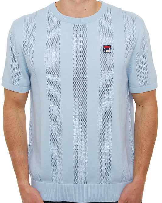 Fila Vintage Corrado Knit Panel Tee Sky Blue