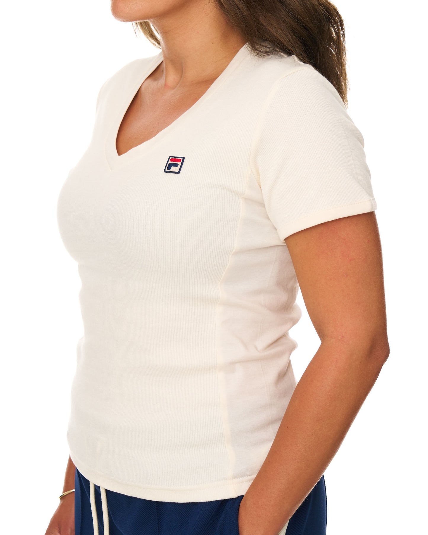 Fila Vintage Berta V Neck T-Shirt Gardenia