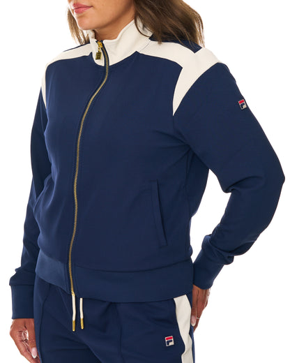Fila Vintage Bianca Track Top Navy/Gardenia