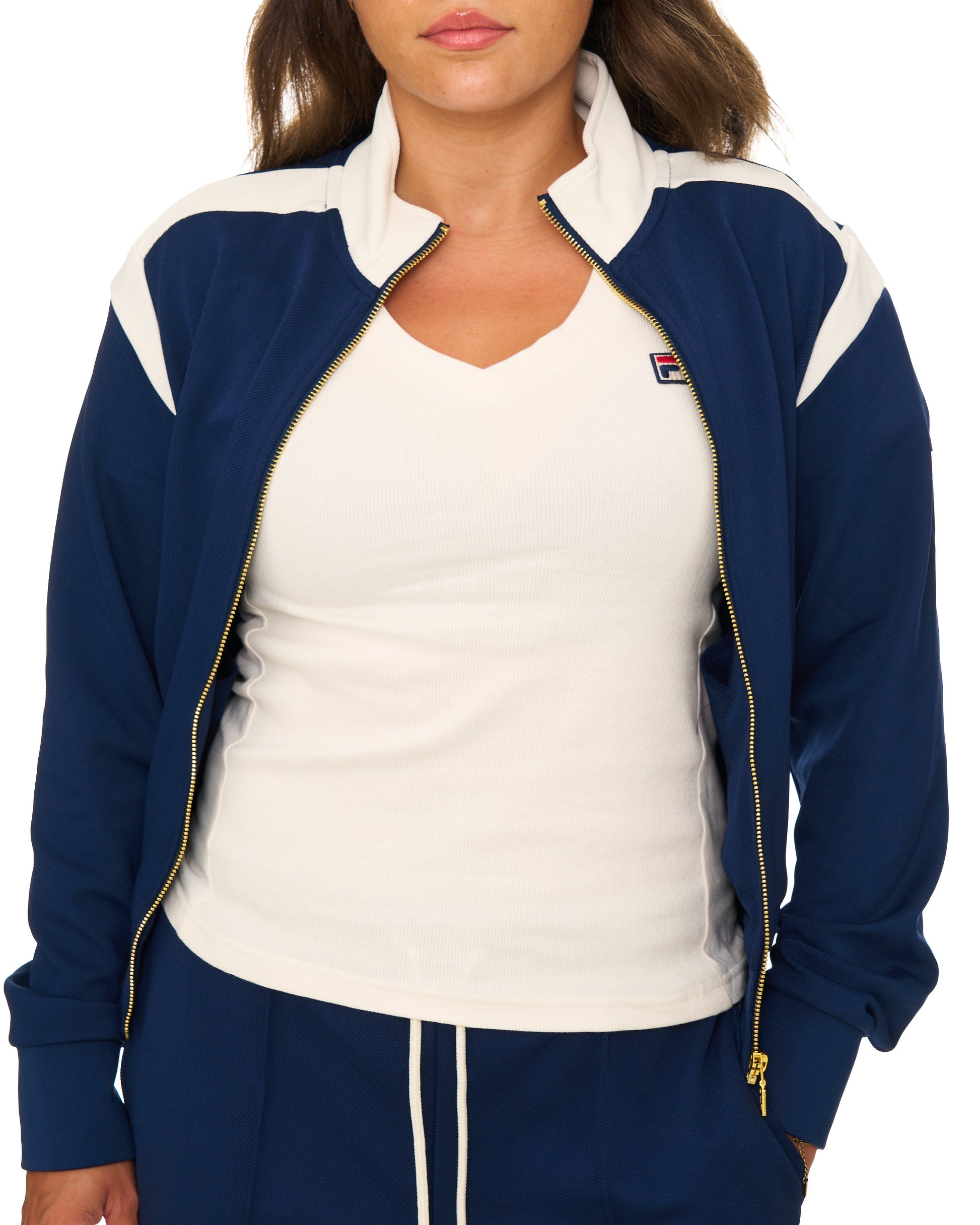 Fila Vintage Bianca Track Top Navy/Gardenia
