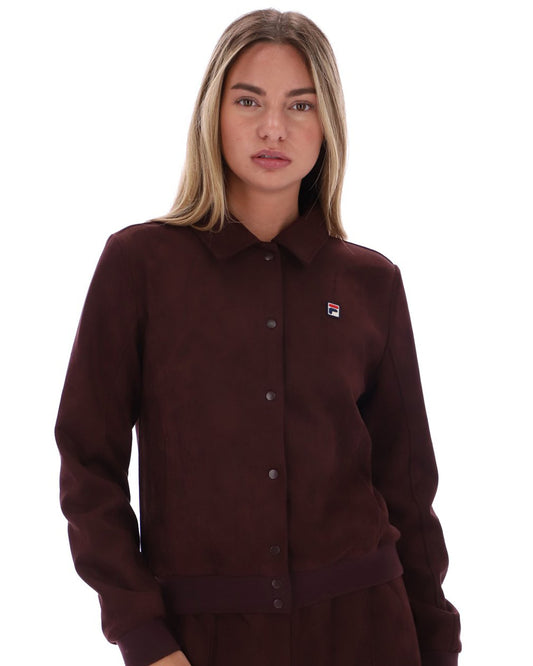 Fila Women Fila Vintage Suedette Jacket Maroon Brown