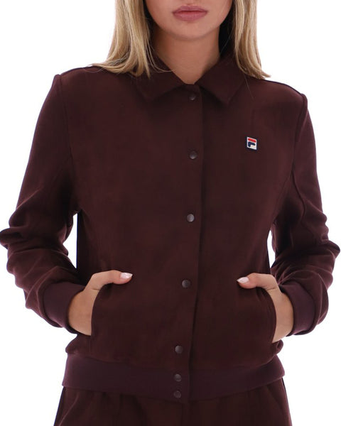 Fila Vintage Suedette Jacket Maroon Brown