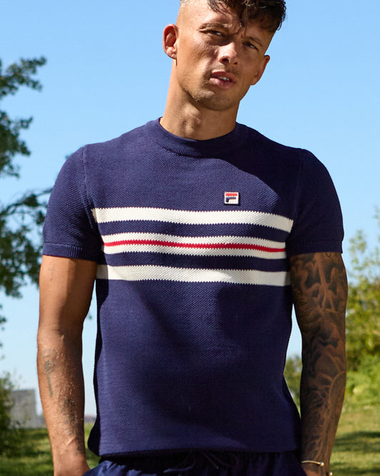 Fila Vintage Fila Vintage Gerardo Stripe Knitted Navy