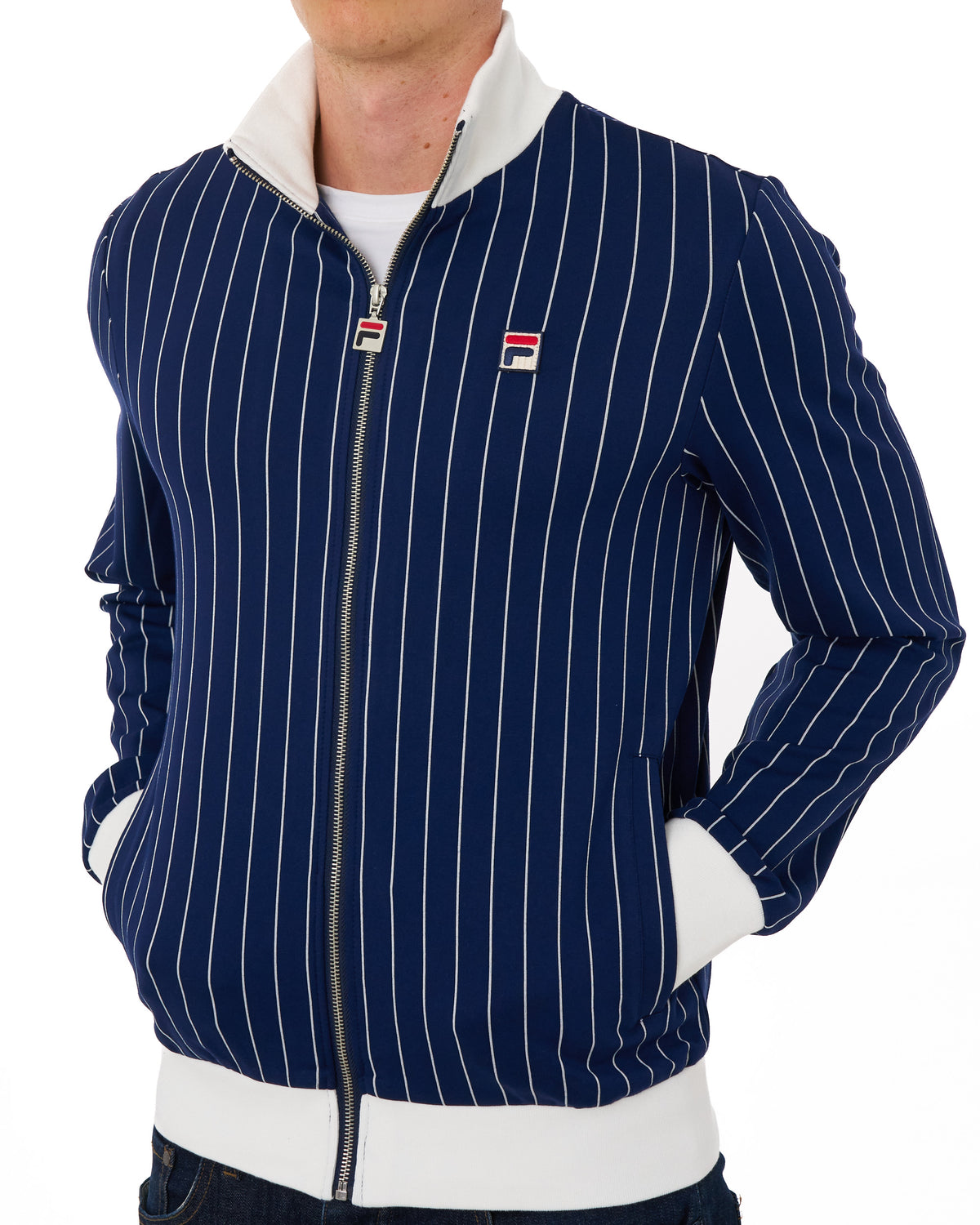 Fila Vintage Striped Track Top Navy/Gardenia