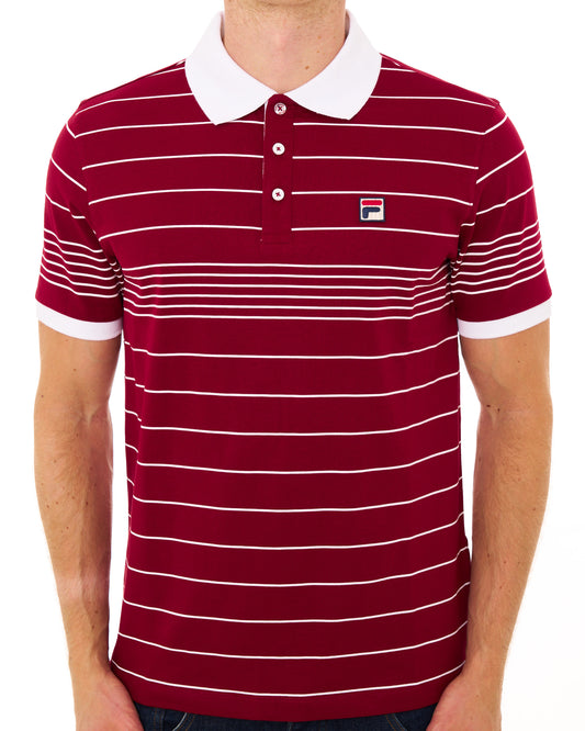 Fila Vintage Fila Vintage Logan Stripe Polo Deep Red White