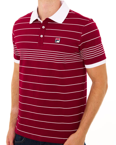 Fila Vintage Logan Stripe Polo Deep Red/White
