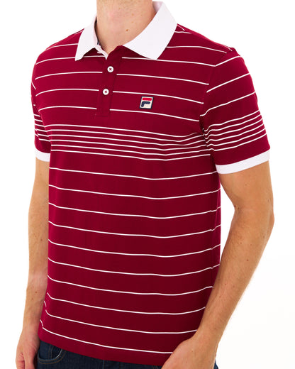 Fila Vintage Logan Stripe Polo Deep Red/White