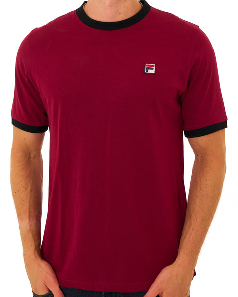 Fila Vintage Ringer T Shirt Deep Red/Black