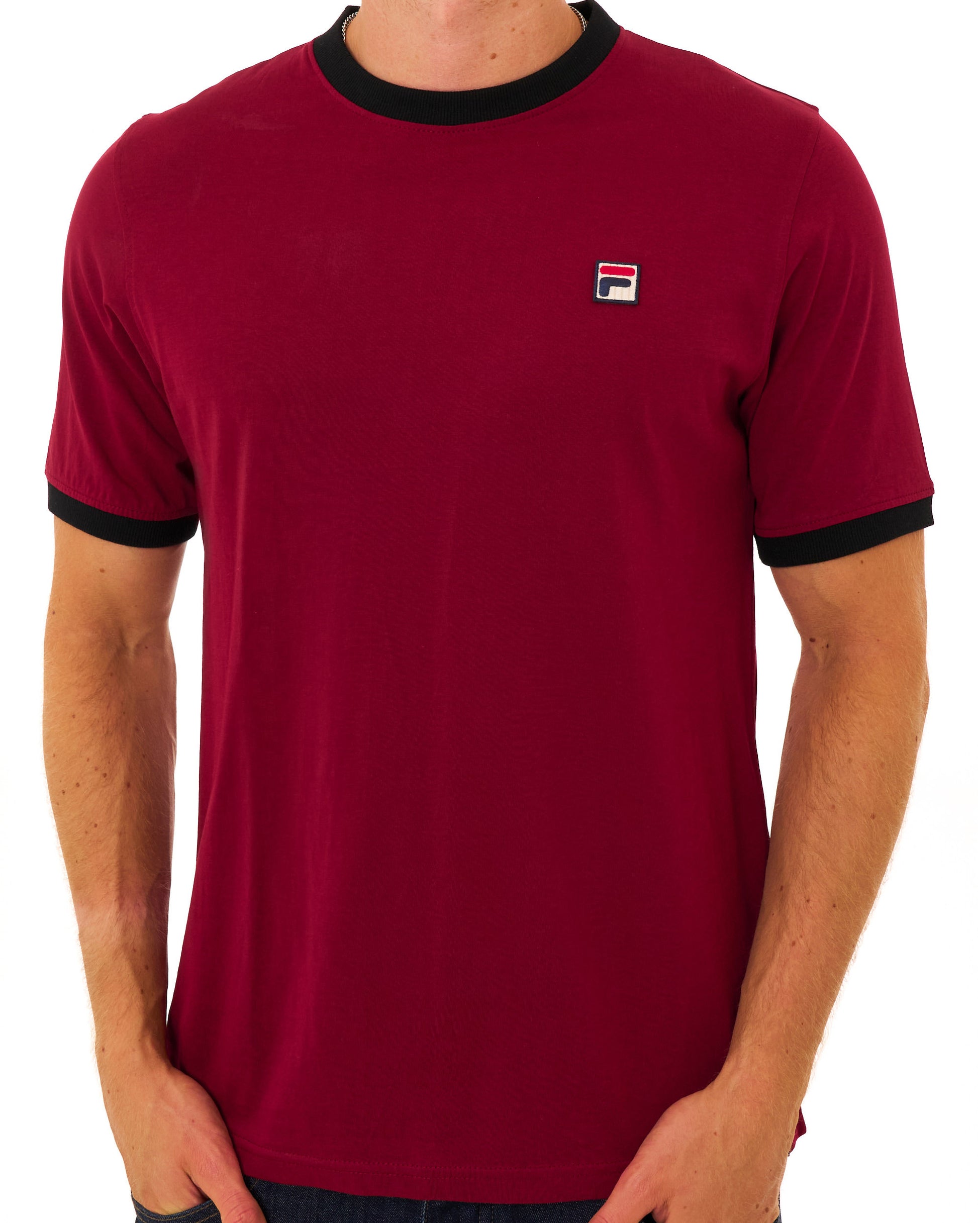 Fila Vintage Ringer T Shirt Deep Red/Black
