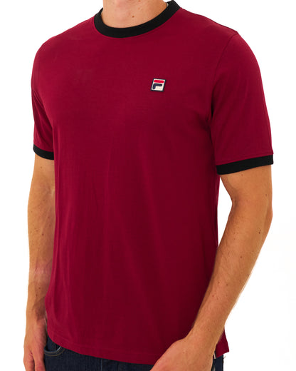 Fila Vintage Ringer T Shirt Deep Red/Black