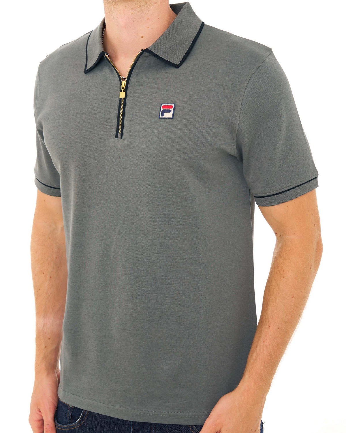 Fila Vintage Oden Zip Polo Gunmetal