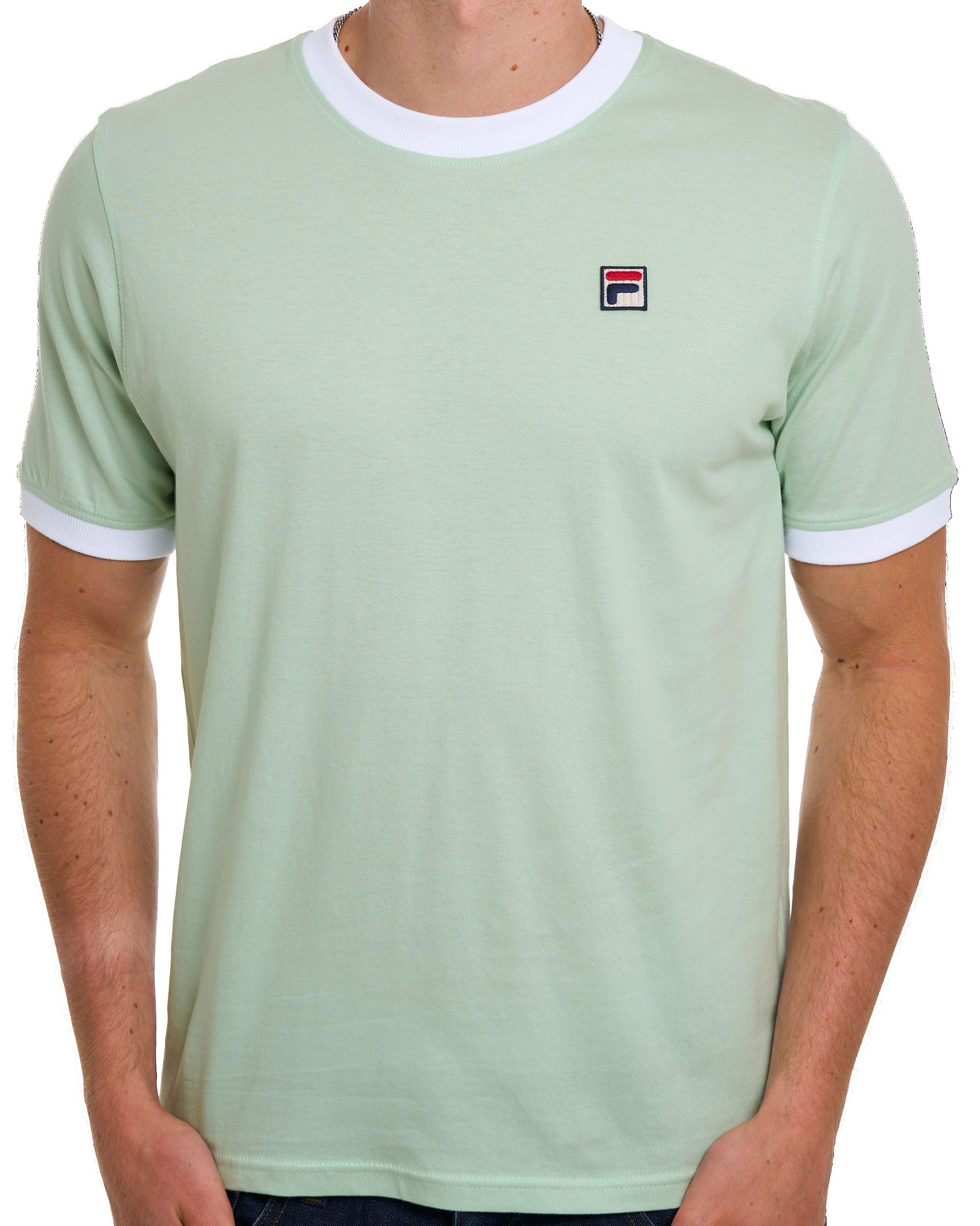 Fila Vintage Ringer T-Shirt, Hellgrün-Weiß