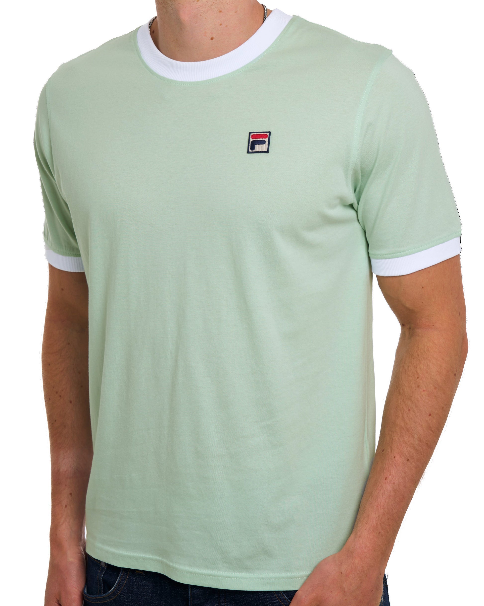 Fila Vintage Ringer T-Shirt, Hellgrün-Weiß