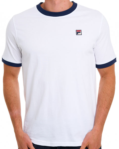 Fila Vintage Ringer T-Shirt Weiß Marineblau