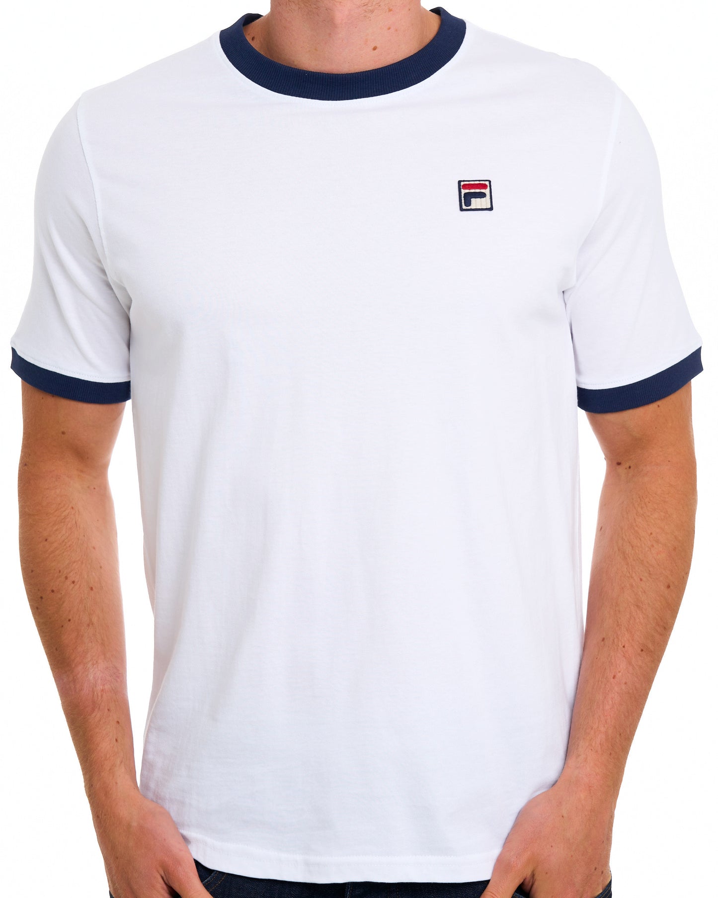 Fila Vintage Ringer T-Shirt Weiß Marineblau